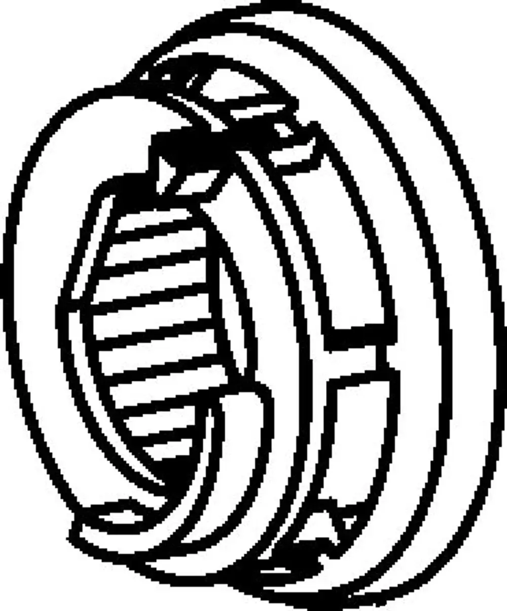 Temperaturanschlag von HANSA, anschauliche Darstellung eines mechanischen Teils mit spiralförmigen und gerippten Elementen.